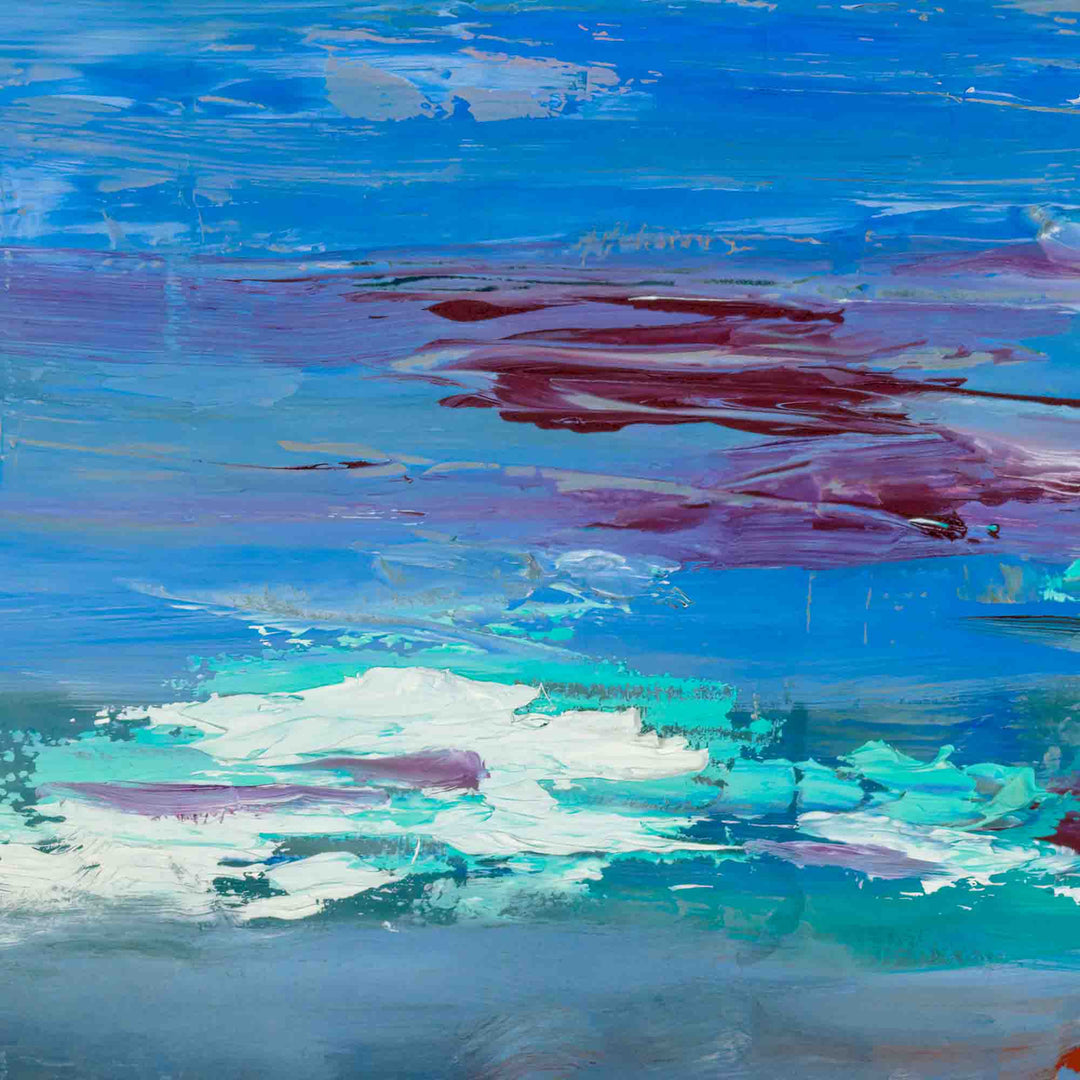 Detail of blue water of Impressionist Oil Painting of Big Sur by Talya Johnson