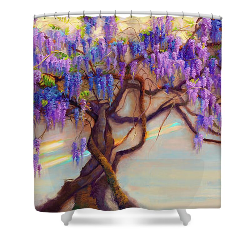 Wisteria Flow - impressionist floral landscape - Shower Curtain