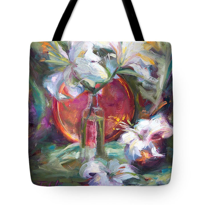 Be Still - Casablanca Lilies with Copper - Tote Bag