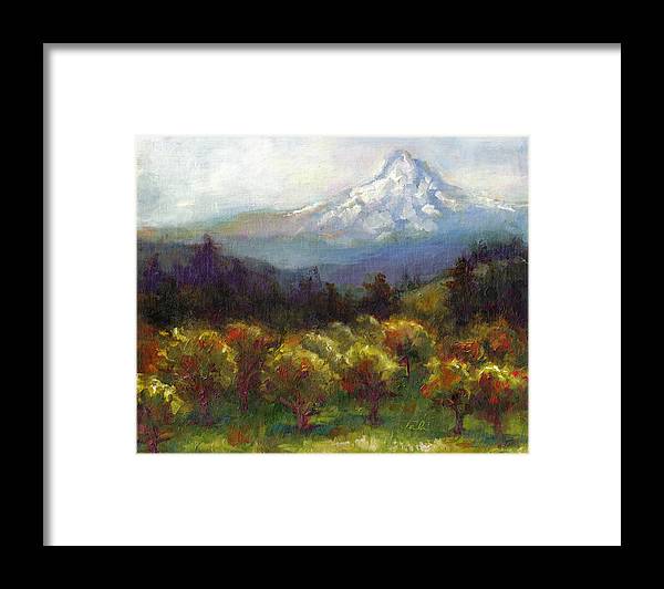 Beyond the Orchards - Mt. Hood - Framed Print