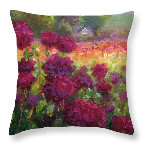 Boogie Nites - Swan Island Dahlias - Throw Pillow