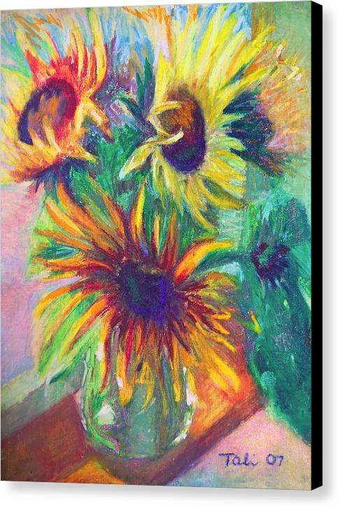Brandy's Sunflowers - still life on windowsill - Canvas Print
