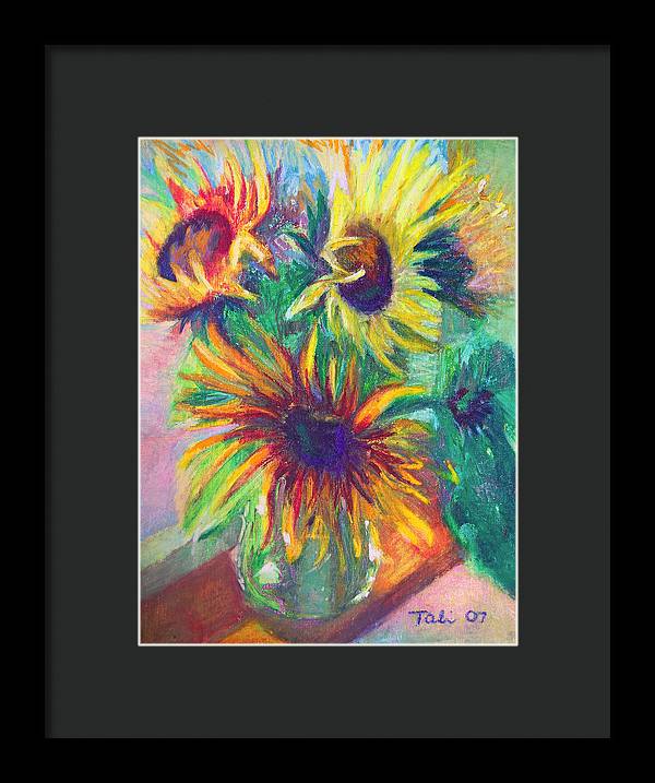 Brandy's Sunflowers - still life on windowsill - Framed Print