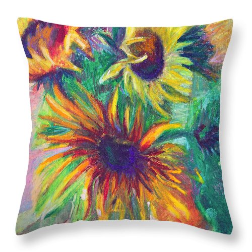 Brandy's Sunflowers - still life on windowsill - Throw Pillow