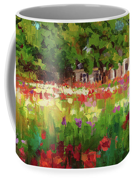 Dahlia Evening - landscape oil painting of Swan Island Dahlia farm in Oregon - Mug