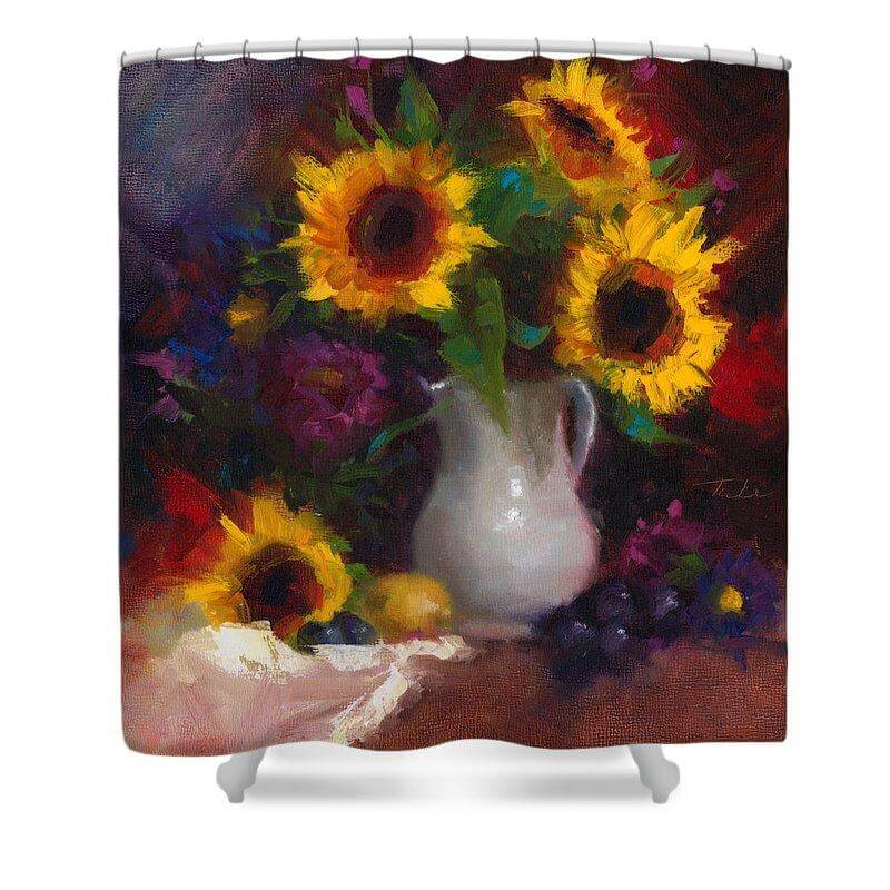 Dance with Me - sunflower still life - Shower Curtain