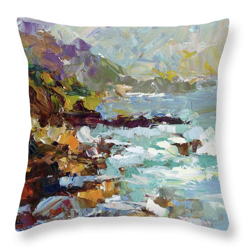 Form of My Prayer - big sur inspired palette knife oil painting - Throw Pillow