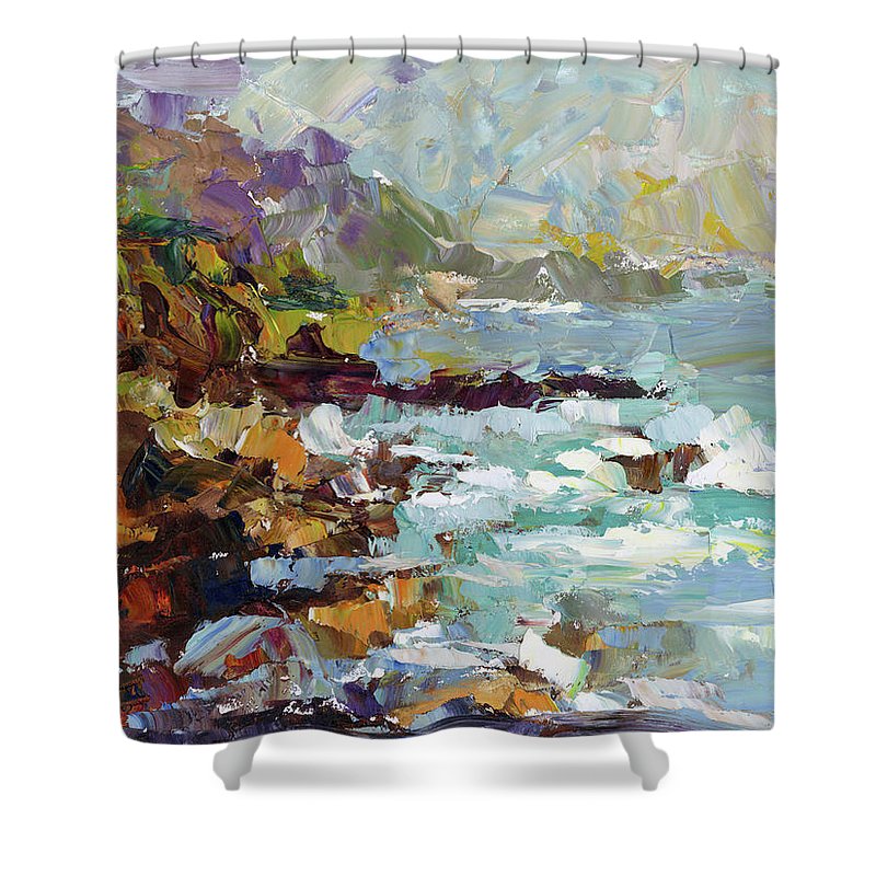 Form of My Prayer - big sur inspired palette knife oil painting - Shower Curtain