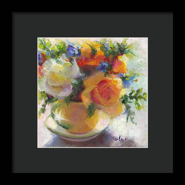 Fresh - Roses in teacup - Framed Print