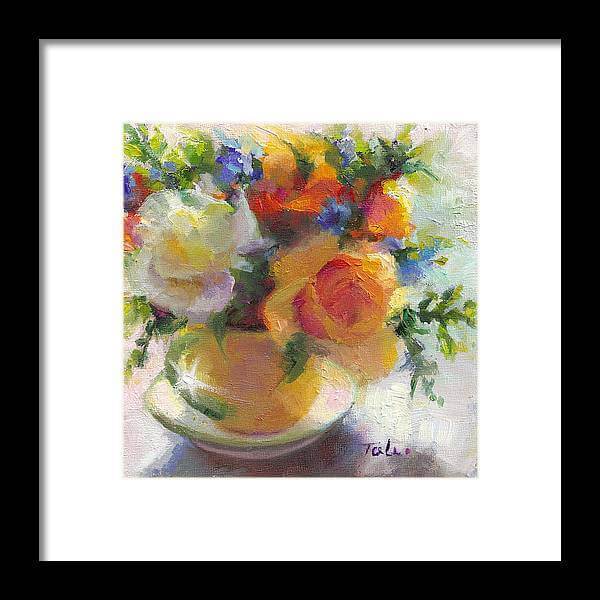 Fresh - Roses in teacup - Framed Print