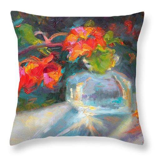 Gleaning Light Nasturtium Still Life - Throw Pillow