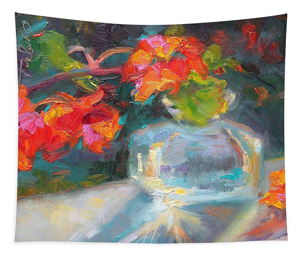 Gleaning Light Nasturtium Still Life - Tapestry