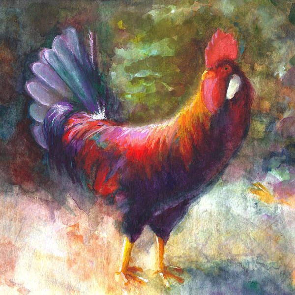 Rooster Fun Acrylic on Watercolor Paper Painting