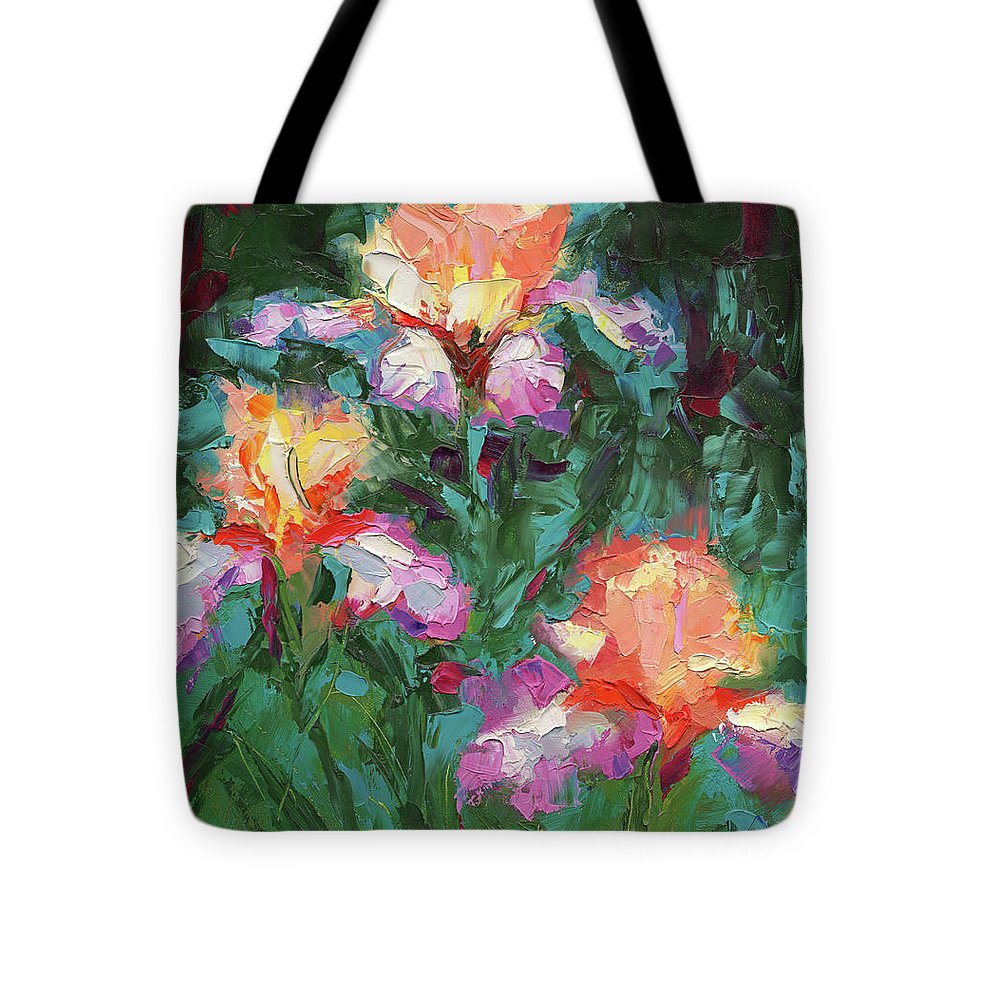 Iris Foxfire - palette knife oil painting - Tote Bag