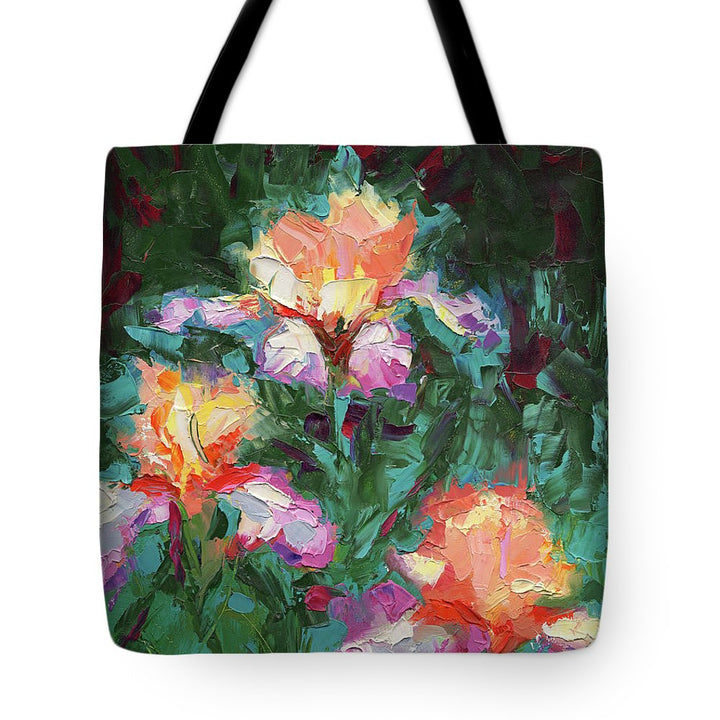Iris Foxfire - palette knife oil painting - Tote Bag