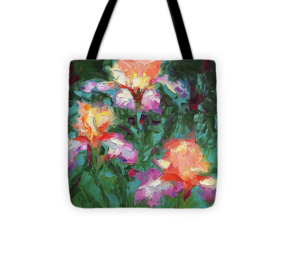 Iris Foxfire - palette knife oil painting - Tote Bag