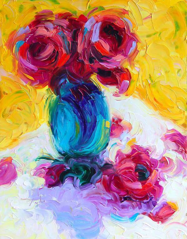 Just Past Bloom - roses still life - Art Print