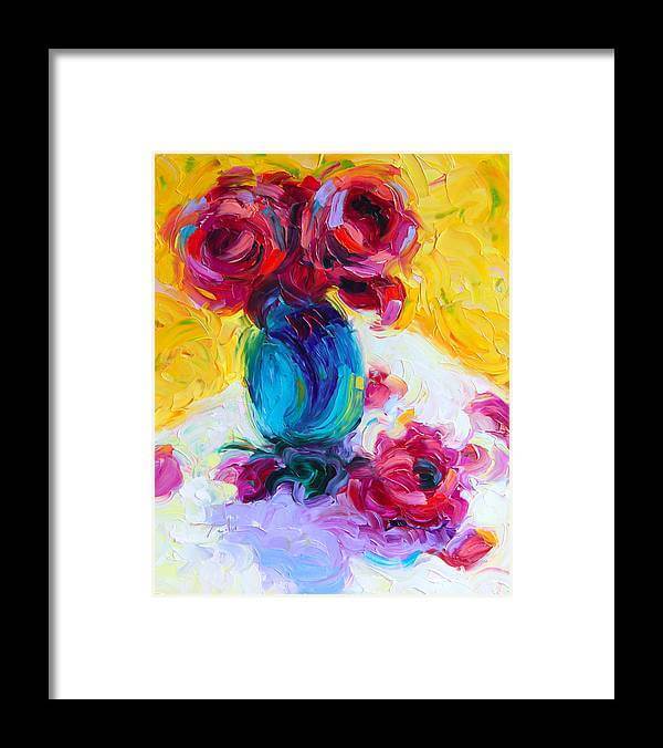 Just Past Bloom - roses still life - Framed Print
