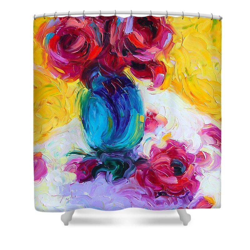 Just Past Bloom - roses still life - Shower Curtain