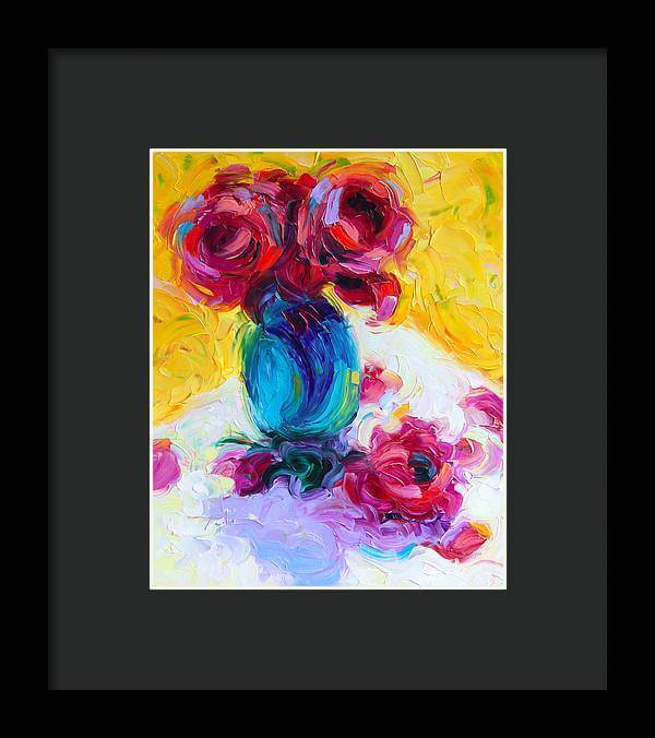 Just Past Bloom - roses still life - Framed Print