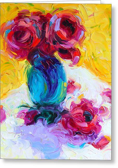 Just Past Bloom - roses still life - Greeting Card
