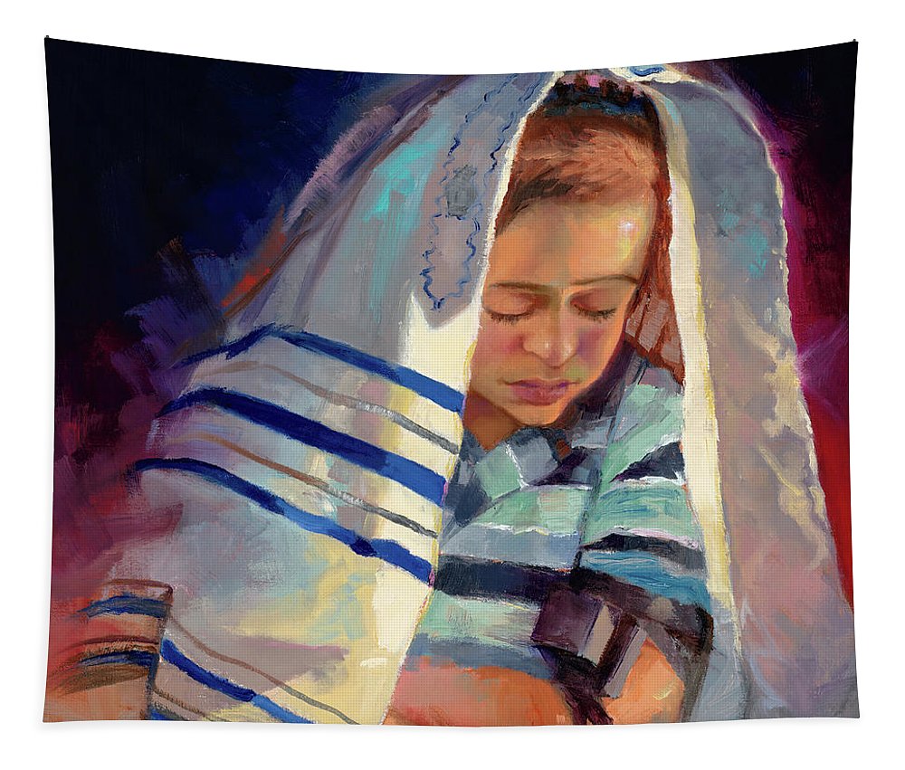 Kumi Ori - impressionist portrait - Tapestry