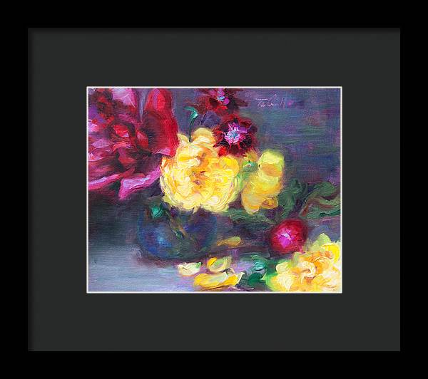 Lemon and Magenta - flowers and radish - Framed Print