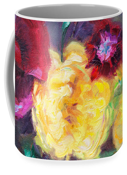Lemon and Magenta - flowers and radish - Mug