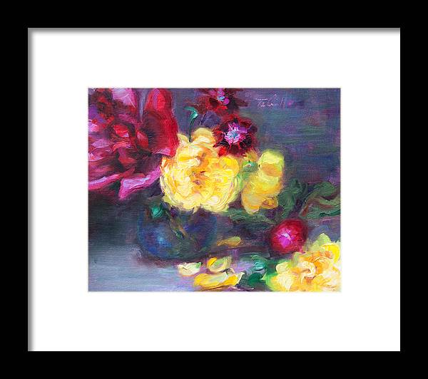 Lemon and Magenta - flowers and radish - Framed Print