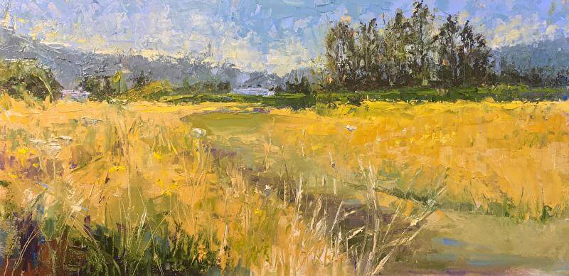 Meadow in Summer Afternoon: Plein air landscape