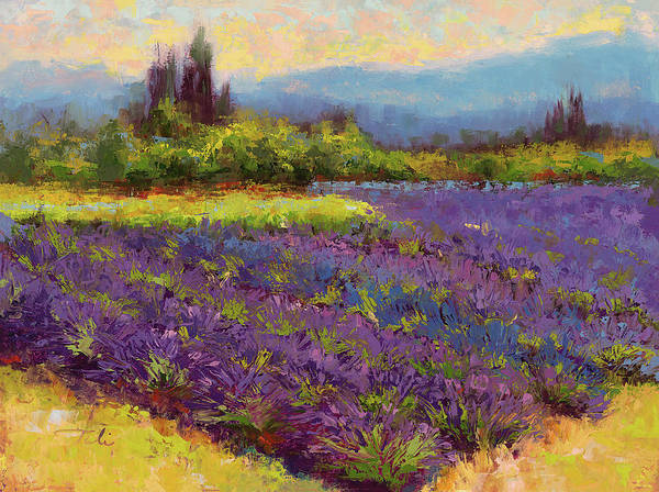 Art Print of Morning Prelude - lavender landscape painting  - Art Print by Talya Johnson