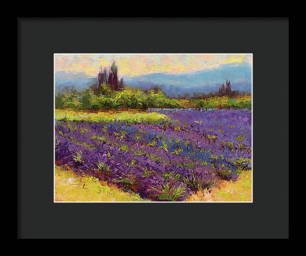 Framed Print of Morning Prelude - lavender landscape painting  - Framed Print by Talya Johnson