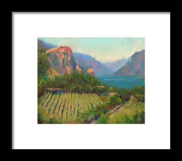 Morning Reverie - plein air landscape of Columbia River Gorge - Framed Print by Talya Johnson