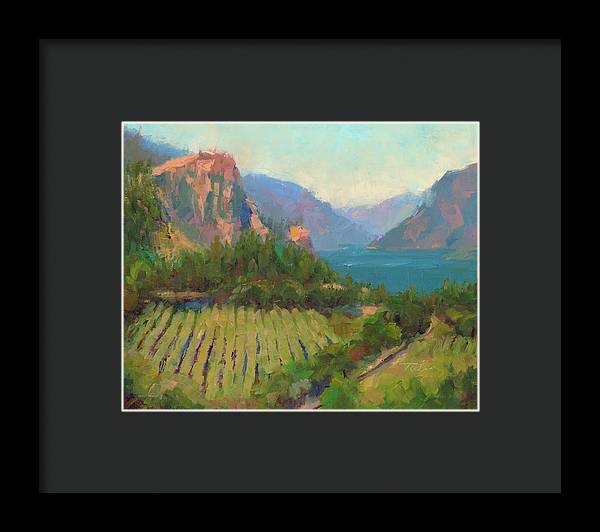Morning Reverie - plein air landscape of Columbia River Gorge - Framed Print by Talya Johnson