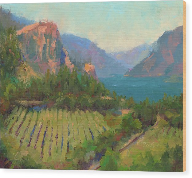 Morning Reverie - plein air landscape of Columbia River Gorge - Wood Print by Talya Johnson