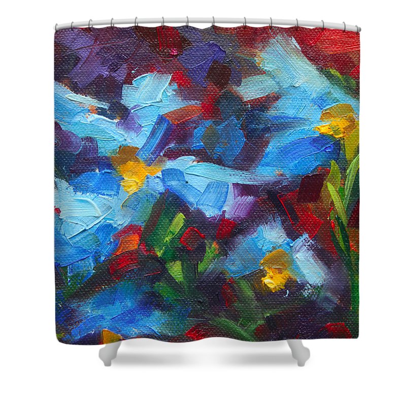 Nature's Palette - Himalayan blue poppy oil painting Meconopsis betonicifoliae - Shower Curtain