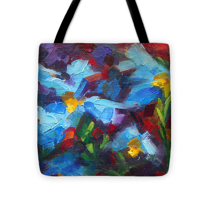 Nature's Palette - Himalayan blue poppy oil painting Meconopsis betonicifoliae - Tote Bag