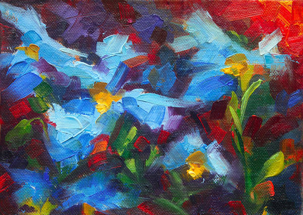 Nature's Palette - Himalayan blue poppy oil painting Meconopsis betonicifoliae by talya johnson- Art Print