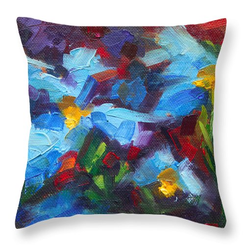 Nature's Palette - Himalayan blue poppy oil painting Meconopsis betonicifoliae - Throw Pillow