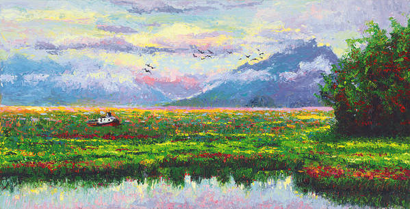 Nomad - Alaska Landscape with Joe Redington's boat in Knik Alaska - Art Print