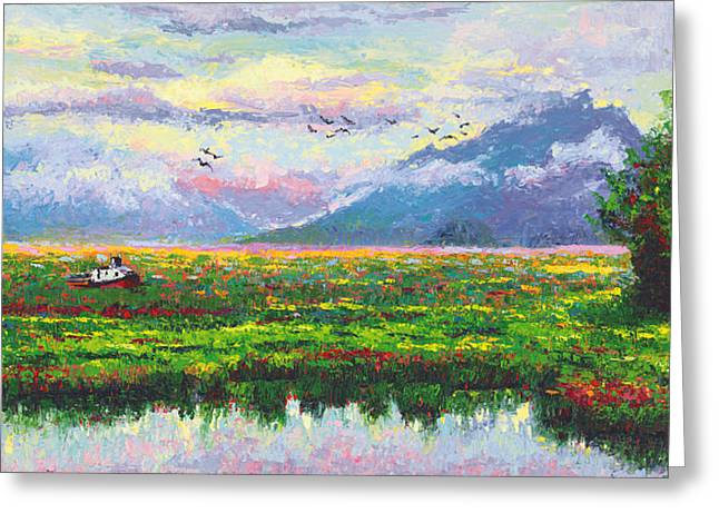 Nomad - Alaska Landscape with Joe Redington's boat in Knik Alaska - Greeting Card