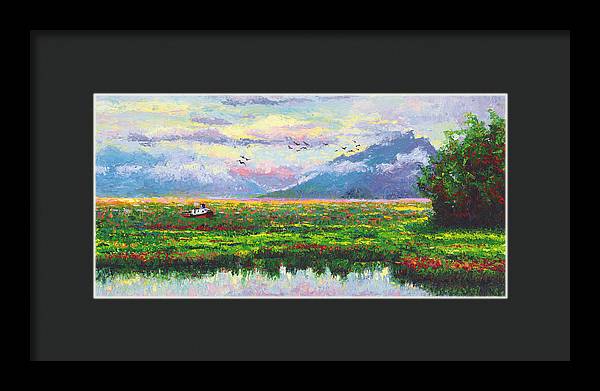 Nomad - Alaska Landscape with Joe Redington's boat in Knik Alaska - Framed Print