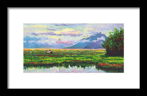 Nomad - Alaska Landscape with Joe Redington's boat in Knik Alaska - Framed Print