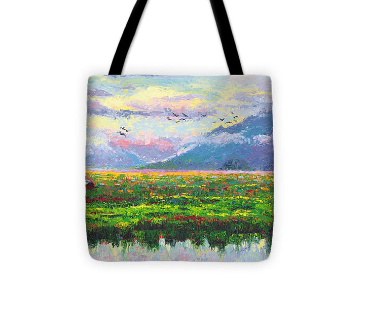 Nomad - Alaska Landscape with Joe Redington's boat in Knik Alaska - Tote Bag