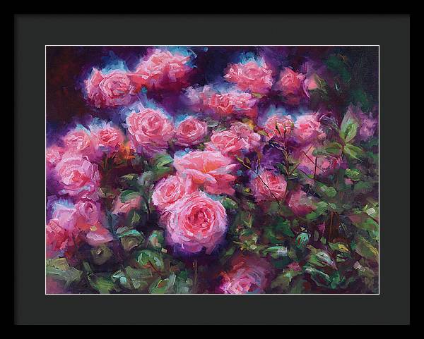 Out of Dust - pink roses - Framed Print