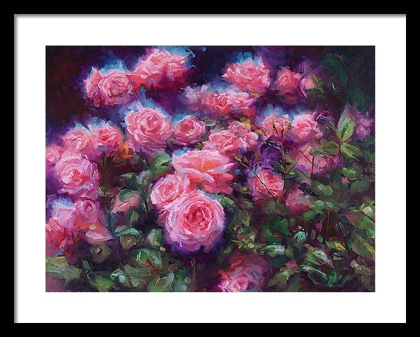 Out of Dust - pink roses - Framed Print