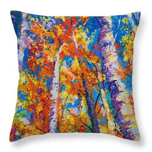 Redemption - fall birch and aspen - Throw Pillow