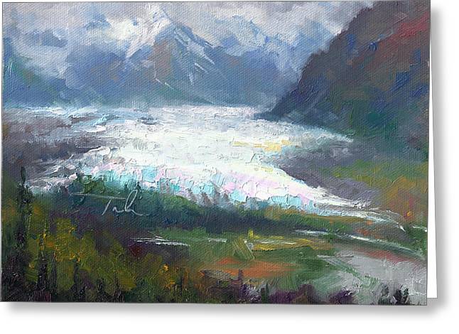 Shifting Light - Matanuska Glacier - Greeting Card