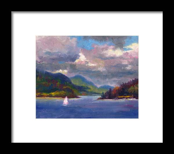 Smooth Sailing Sailboat on Alaska Inside Passage - Framed Print