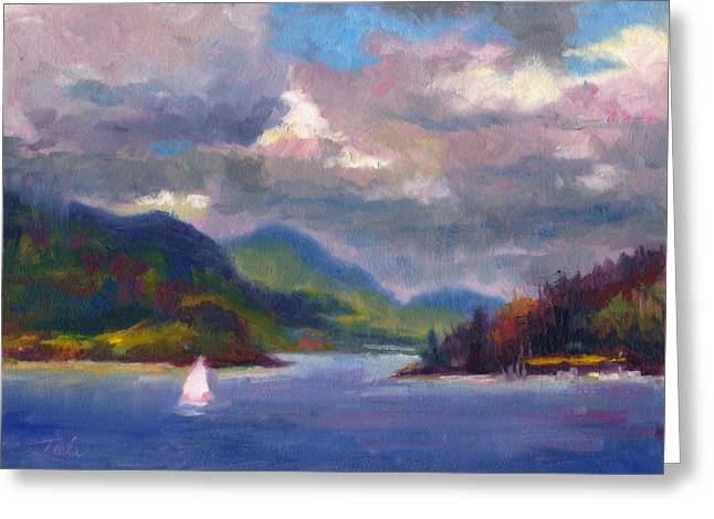 Smooth Sailing Sailboat on Alaska Inside Passage - Greeting Card